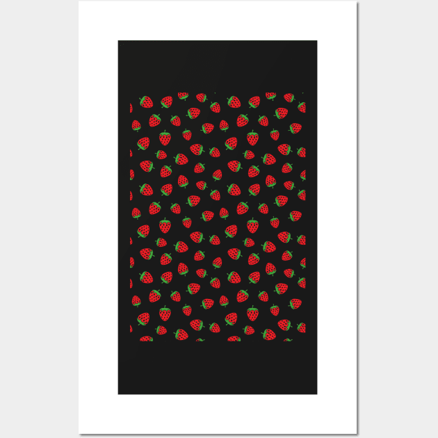 Strawberry Print Pattern Illustration by Hey Visuals Wall Art by heyvisuals